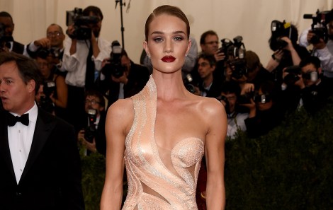 NEW YORK, NY - MAY 04:  Rosie Huntington-Whiteley attends the "China: Through The Looking Glass" Costume Institute Benefit Gala at the Metropolitan Museum of Art on May 4, 2015 in New York City.  (Photo by Dimitrios Kambouris/Getty Images)